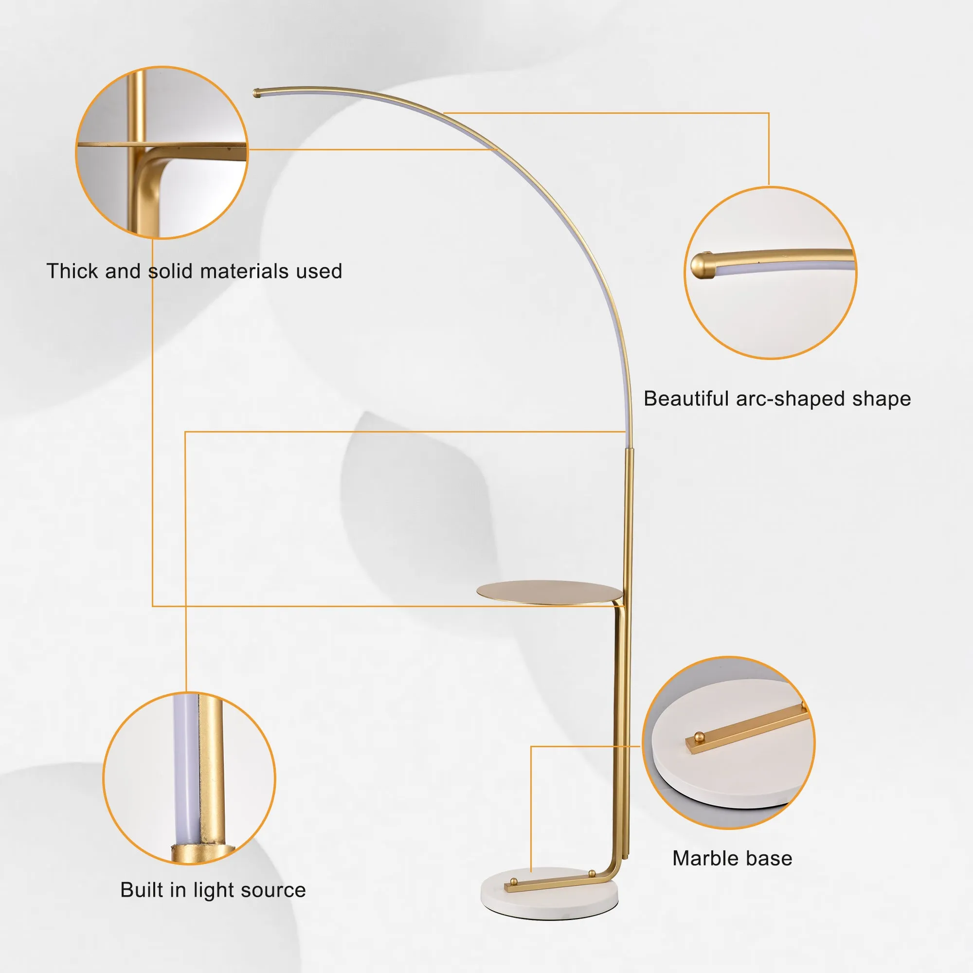 12W LED Floor Lamp, Standing Lamp Tall Industrial Floor Lamp Reading for Bedroom, Office ,Gold Color