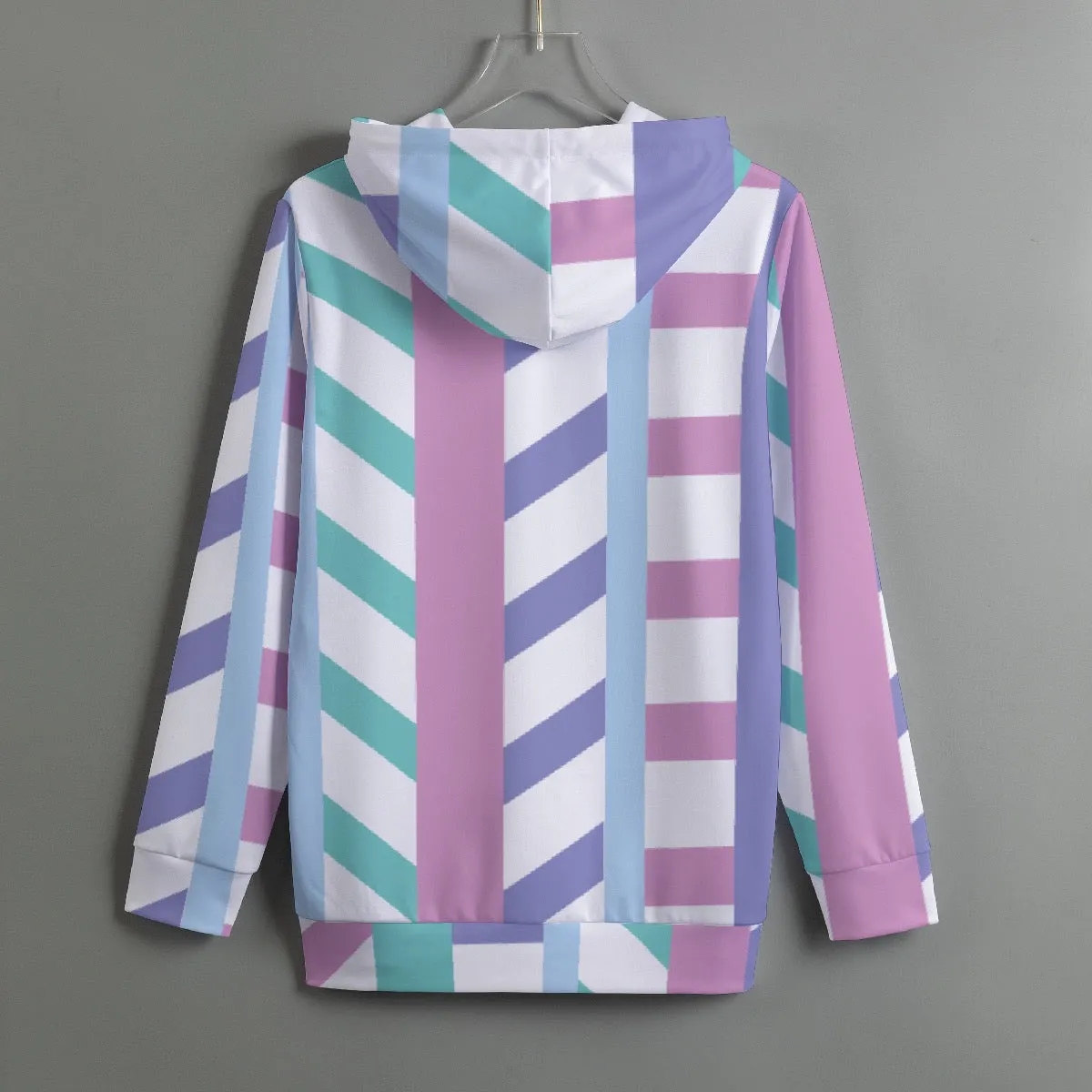 194. All-Over Print Women's Pullover Hoodie With Drawstring purple, and aqua