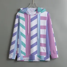 194. All-Over Print Women's Pullover Hoodie With Drawstring purple, and aqua