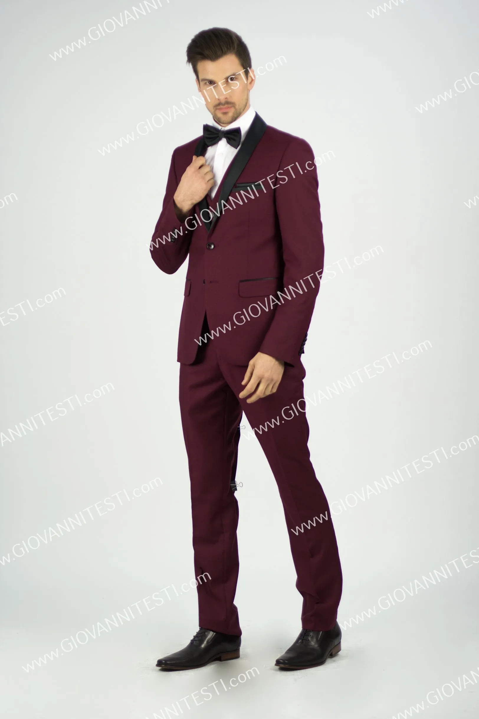 2 Button Shawl Lapel Burgundy Slim Fit Suit FF2SSX V-1230