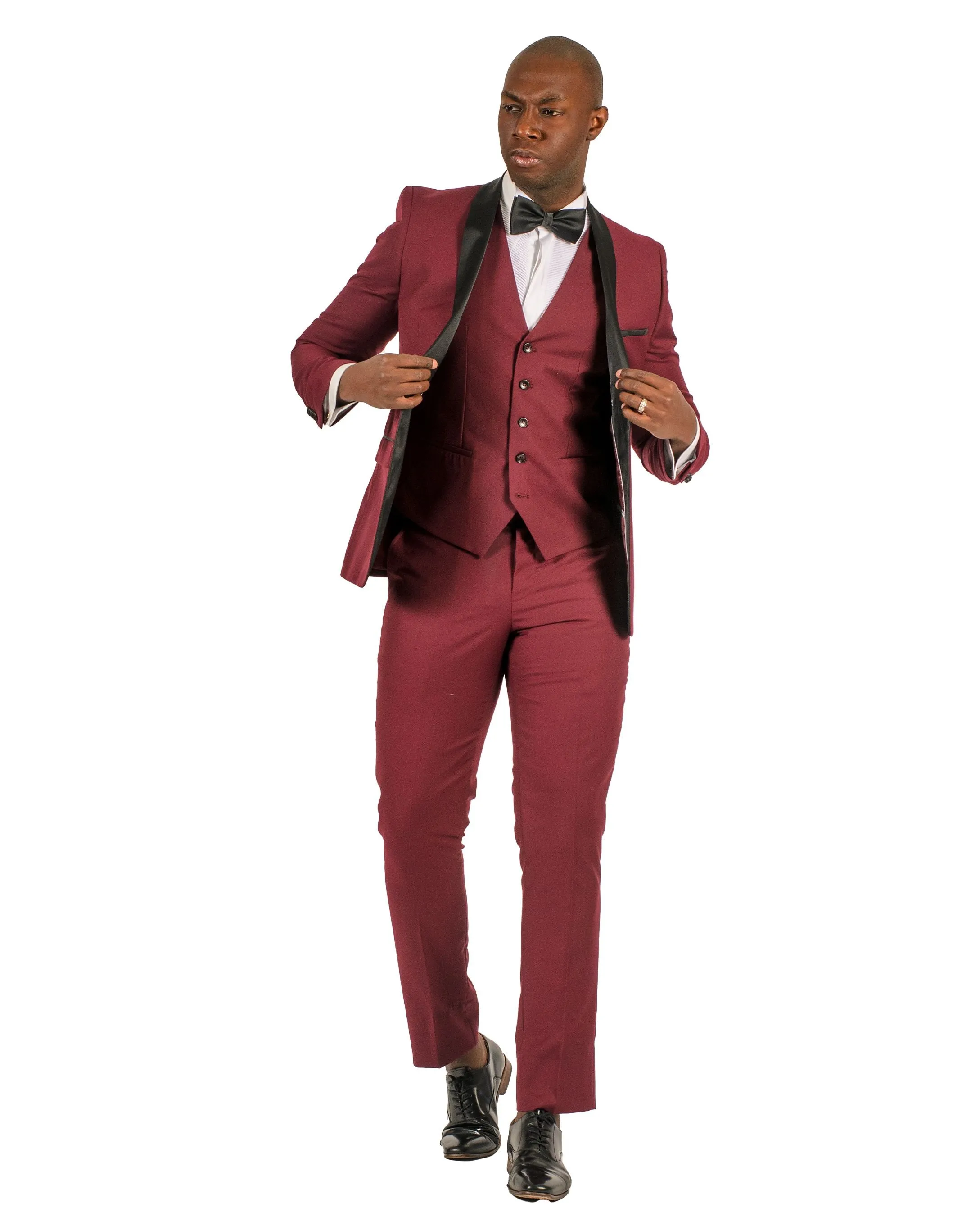 2 Button Shawl Lapel Burgundy Slim Fit Suit FF2SSX V-1230