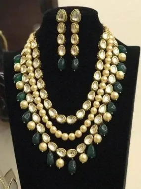 2 Line Kundan Moti Necklace