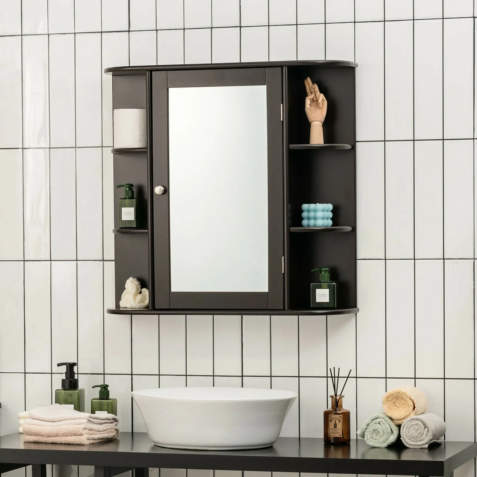 3-Tier Mirrored Wall Mounted Bathroom Cabinet