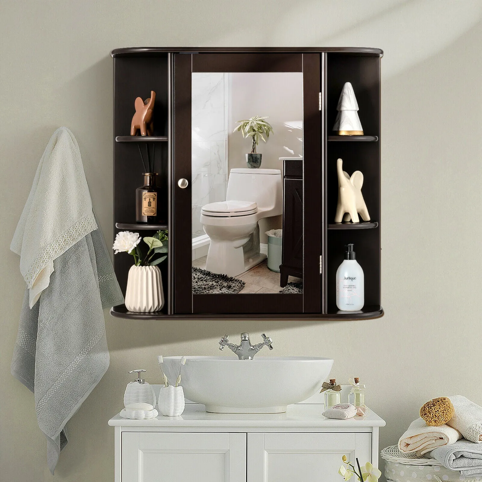 3-Tier Mirrored Wall Mounted Bathroom Cabinet