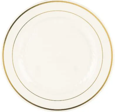 9" White Plate with Gold Hot Stamp