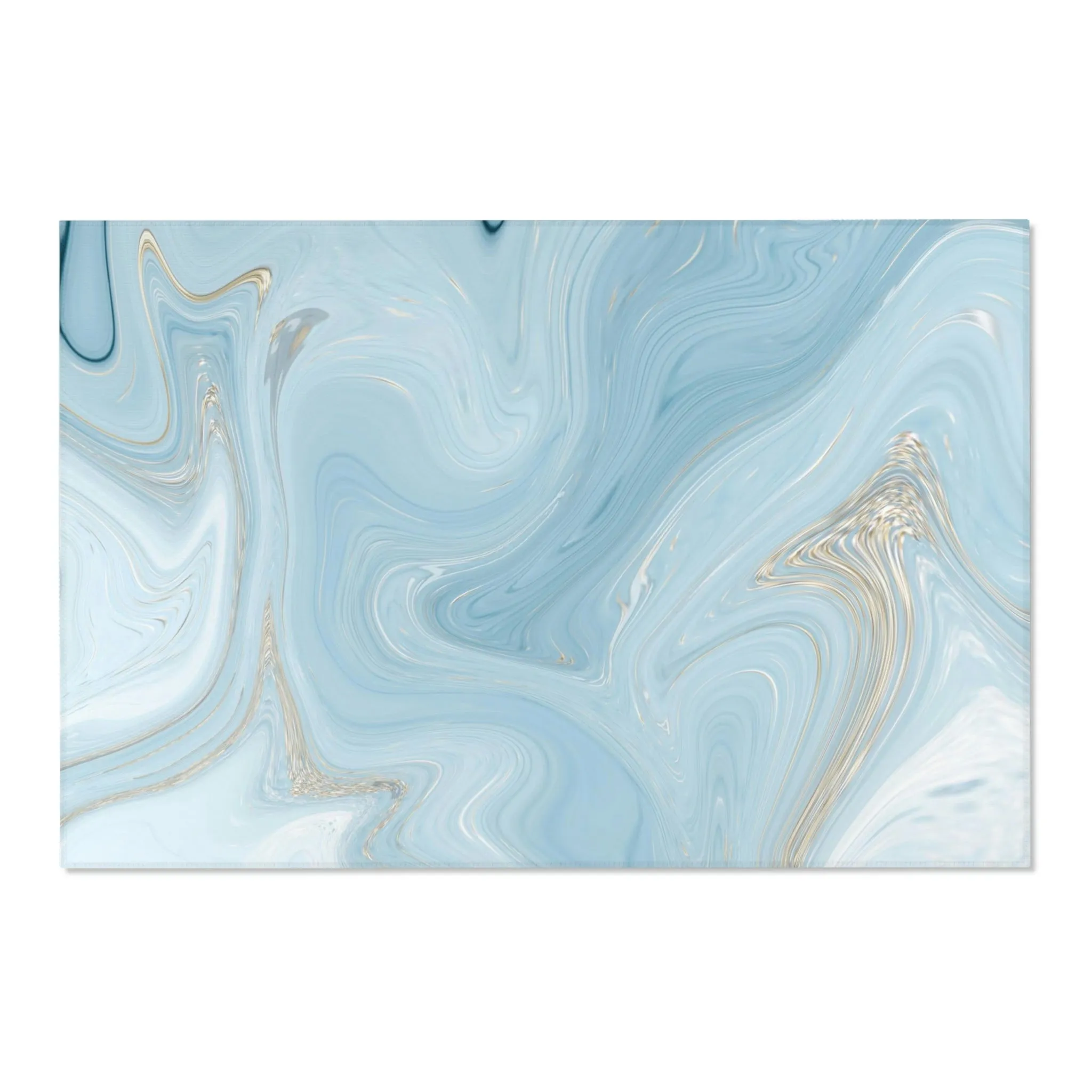 Abstract Area Rug | Pale Sky Blue, Beige Minimalist Floor Mat