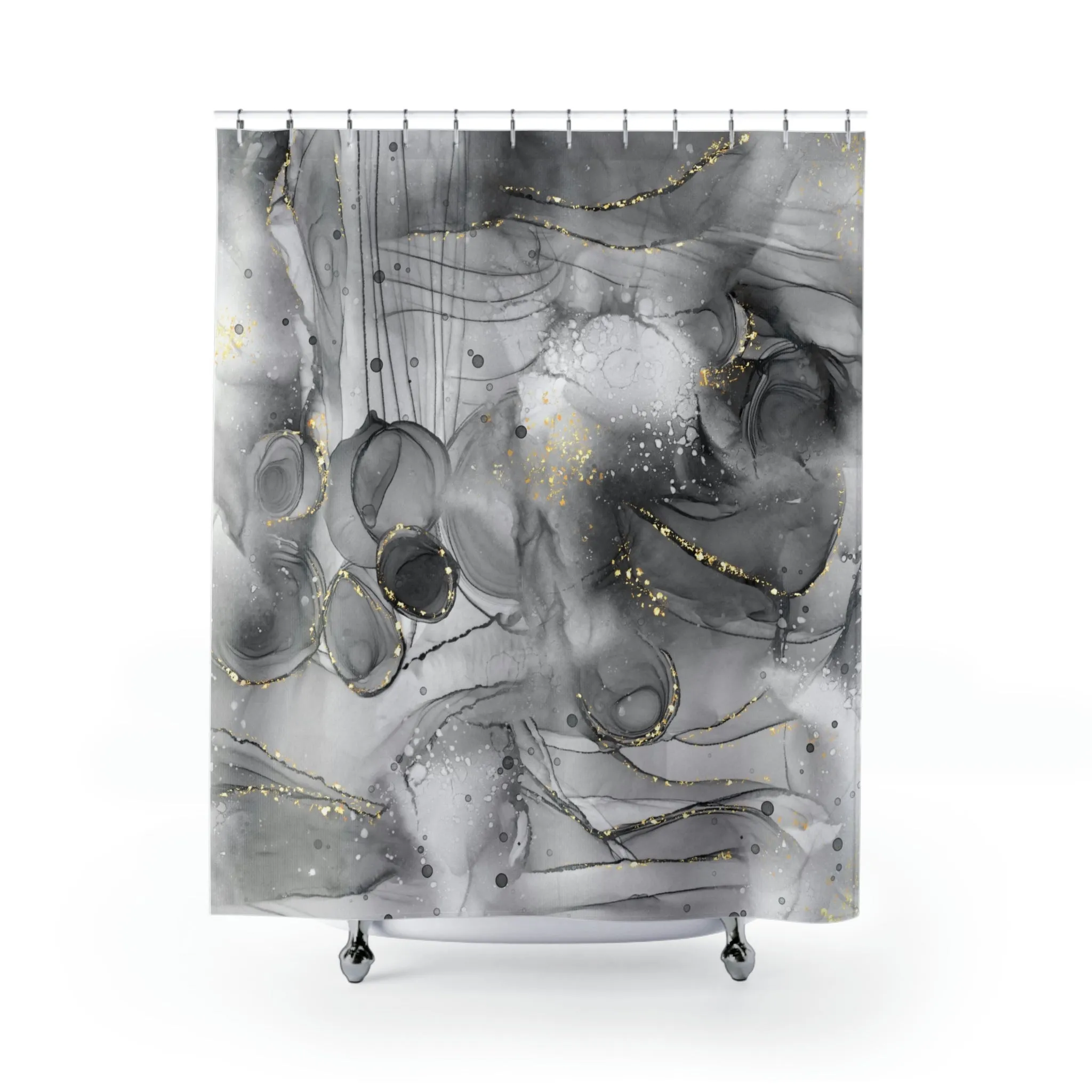 abstract boho shower curtain | Black Gray Ombre