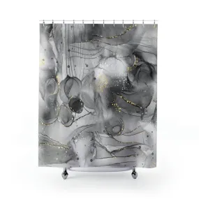 abstract boho shower curtain | Black Gray Ombre