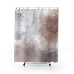 abstract boho shower curtain | Gray Beige Earthy Ombre