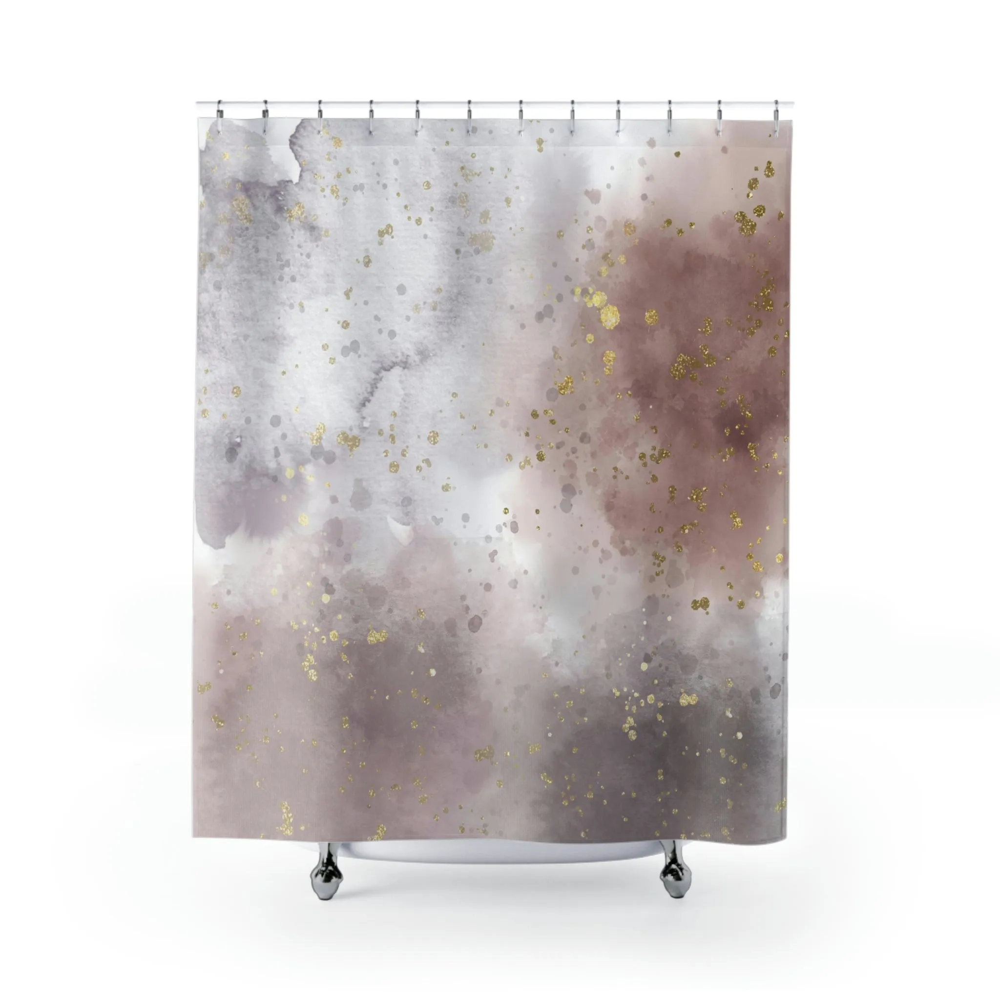 abstract boho shower curtain | Gray Beige Earthy Ombre