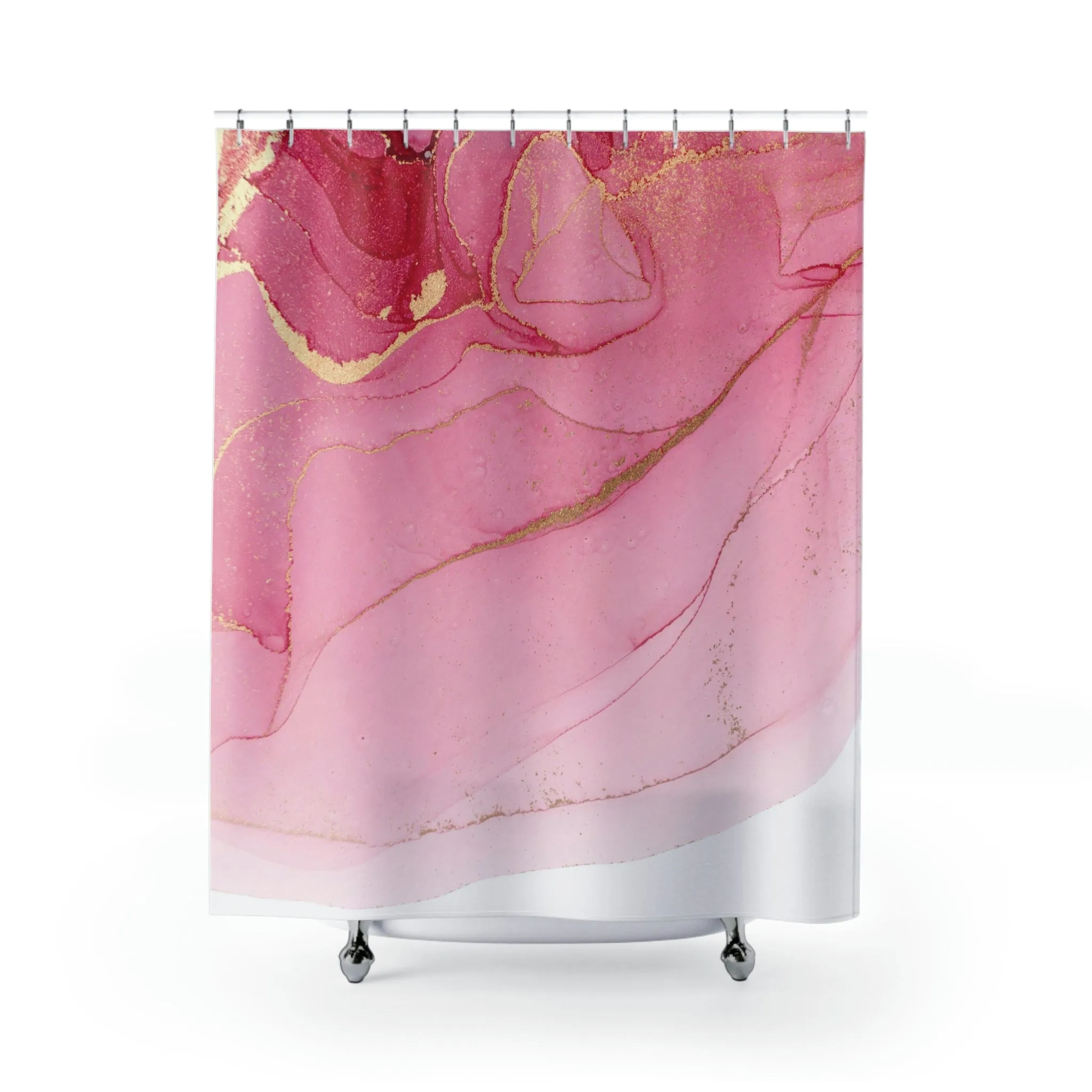 abstract boho shower curtain | Pink Ombre