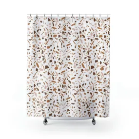 abstract boho shower curtain | Terracotta White Beige