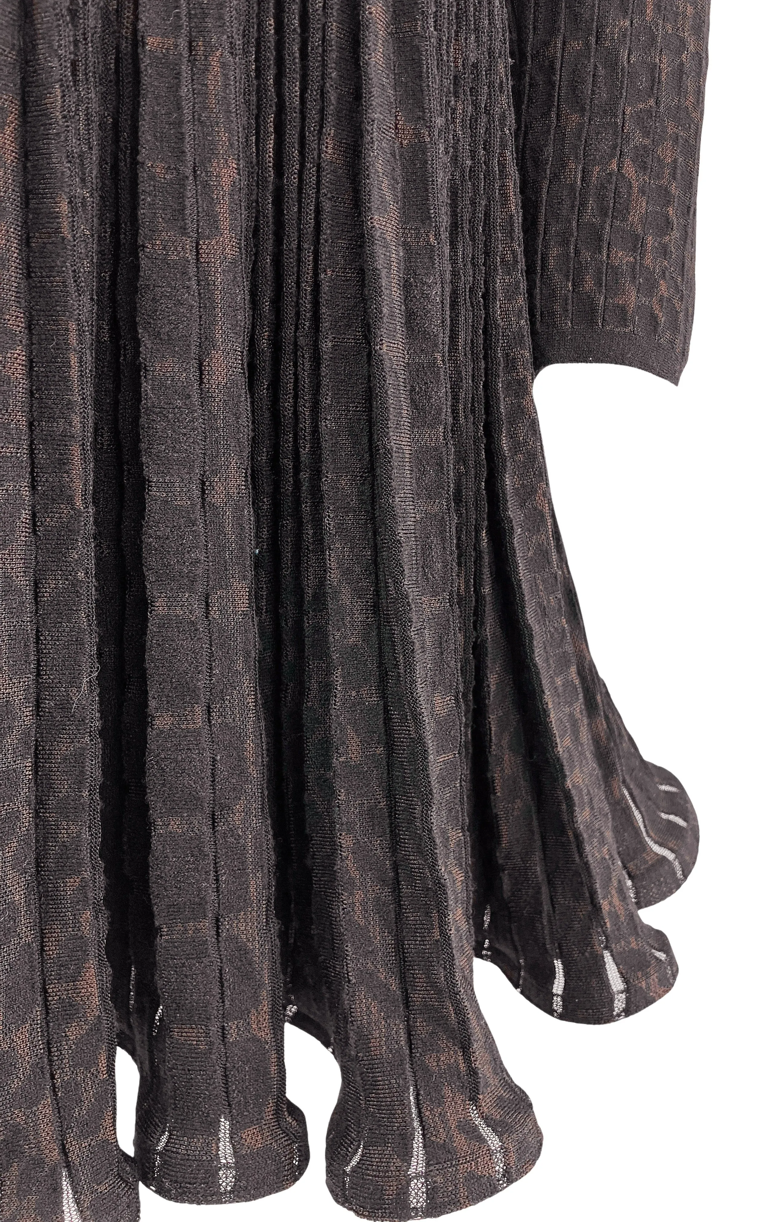 Alaïa Spotted Ribbed Skater Dress in Black/Chocolate