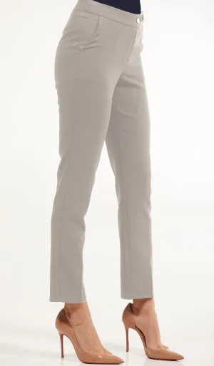 Alma Tailored Stretch Cigarette Pants - Silver - Final Sale