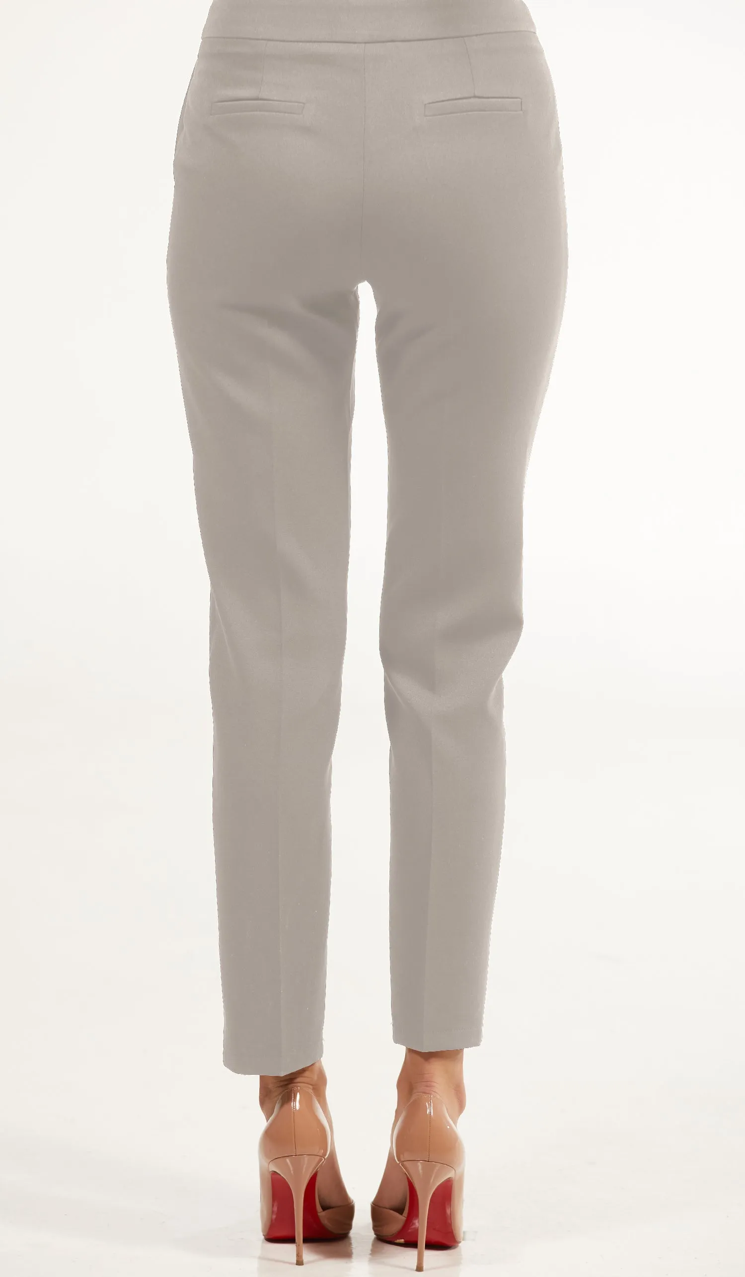 Alma Tailored Stretch Cigarette Pants - Silver - Final Sale