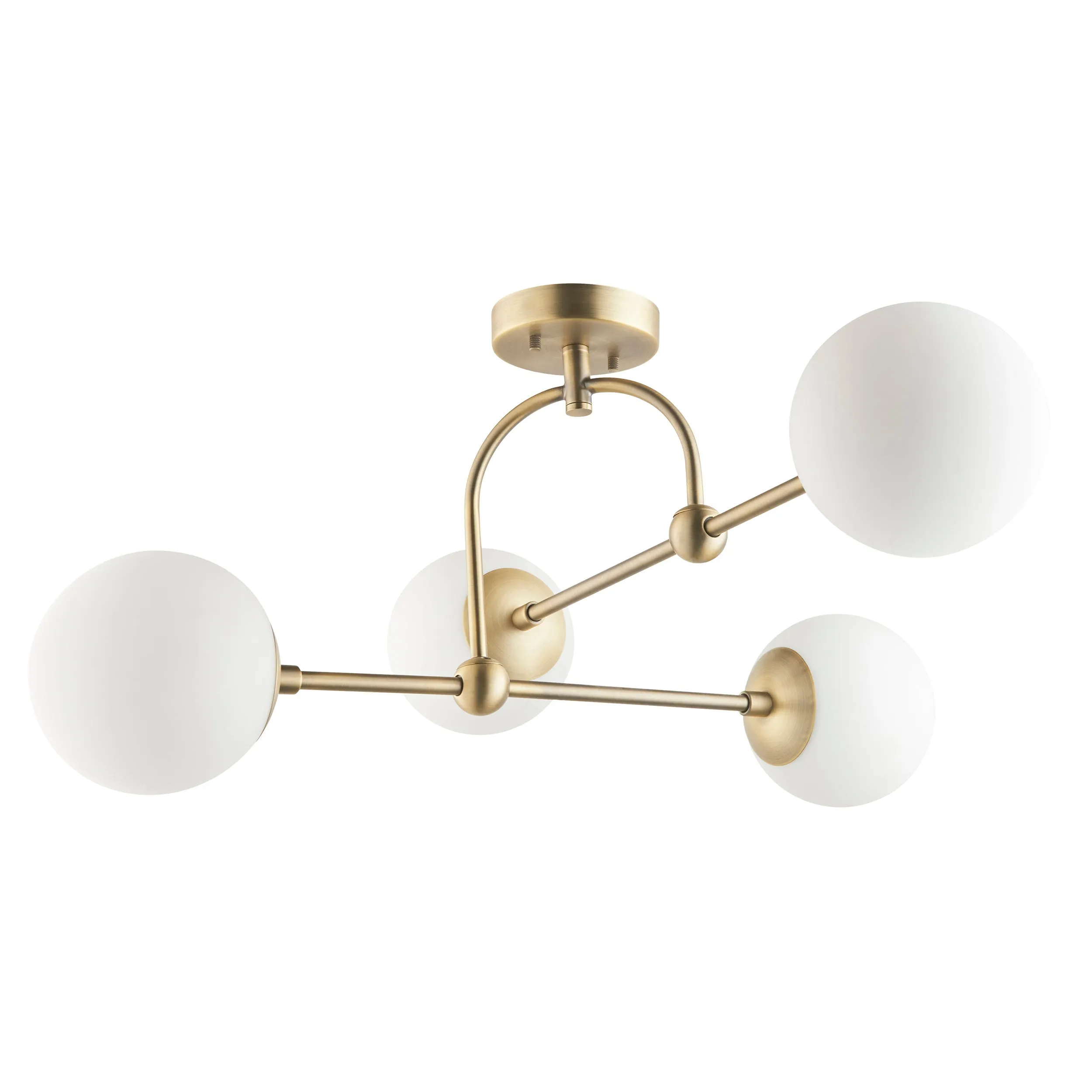 Amos Penthouse Flush Ceiling Light Antique Brass