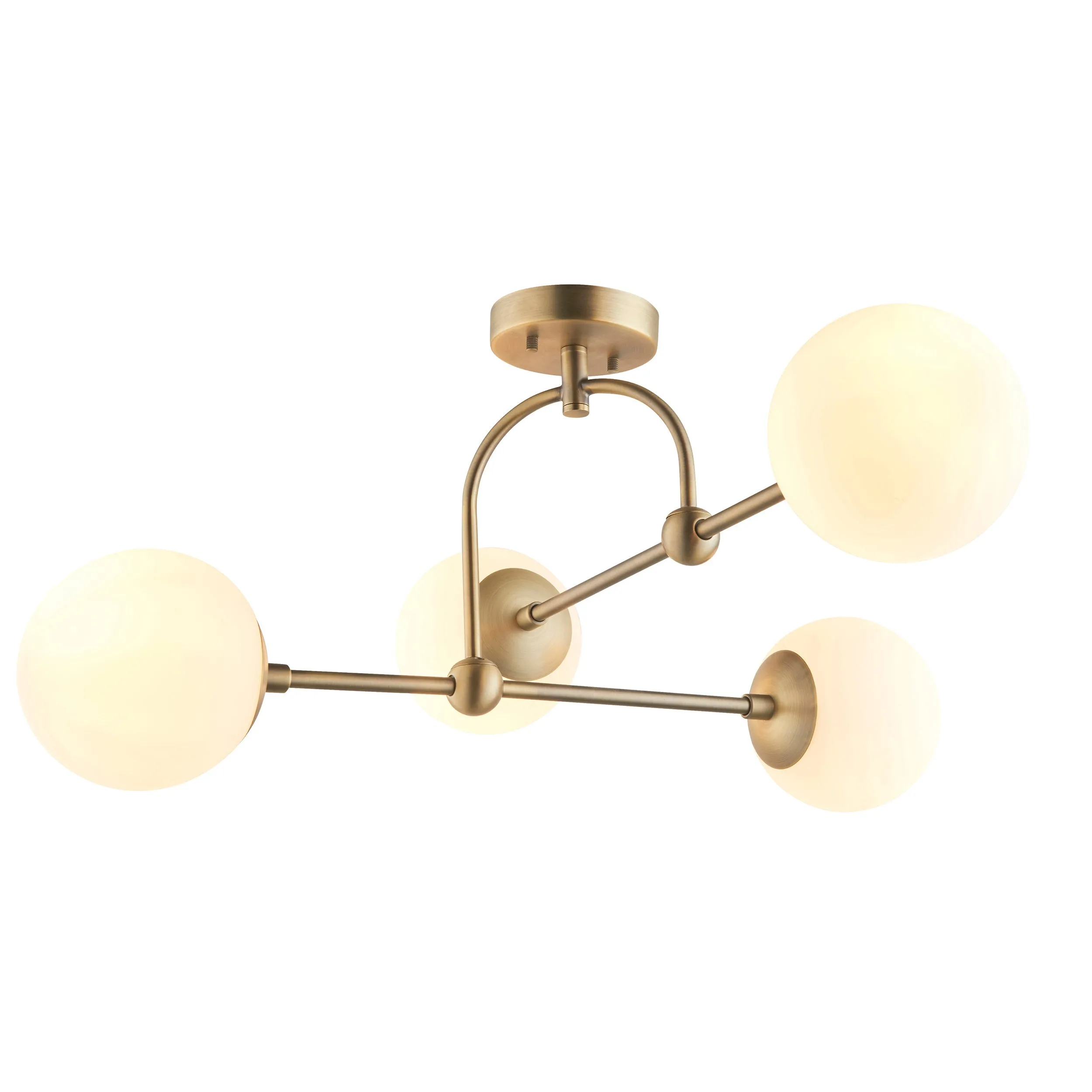 Amos Penthouse Flush Ceiling Light Antique Brass