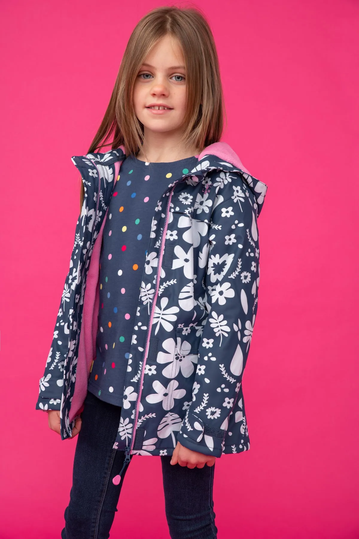 Amy Rubberised Coat - Blue Floral