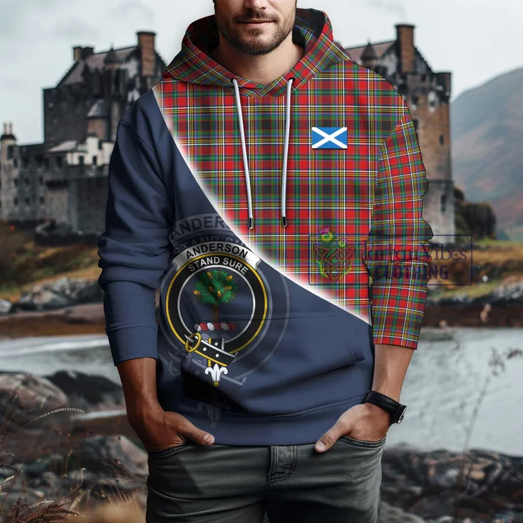 Anderson of Arbrake Tartan Hoodie with Personalised National Flag and Family Crest Half Style