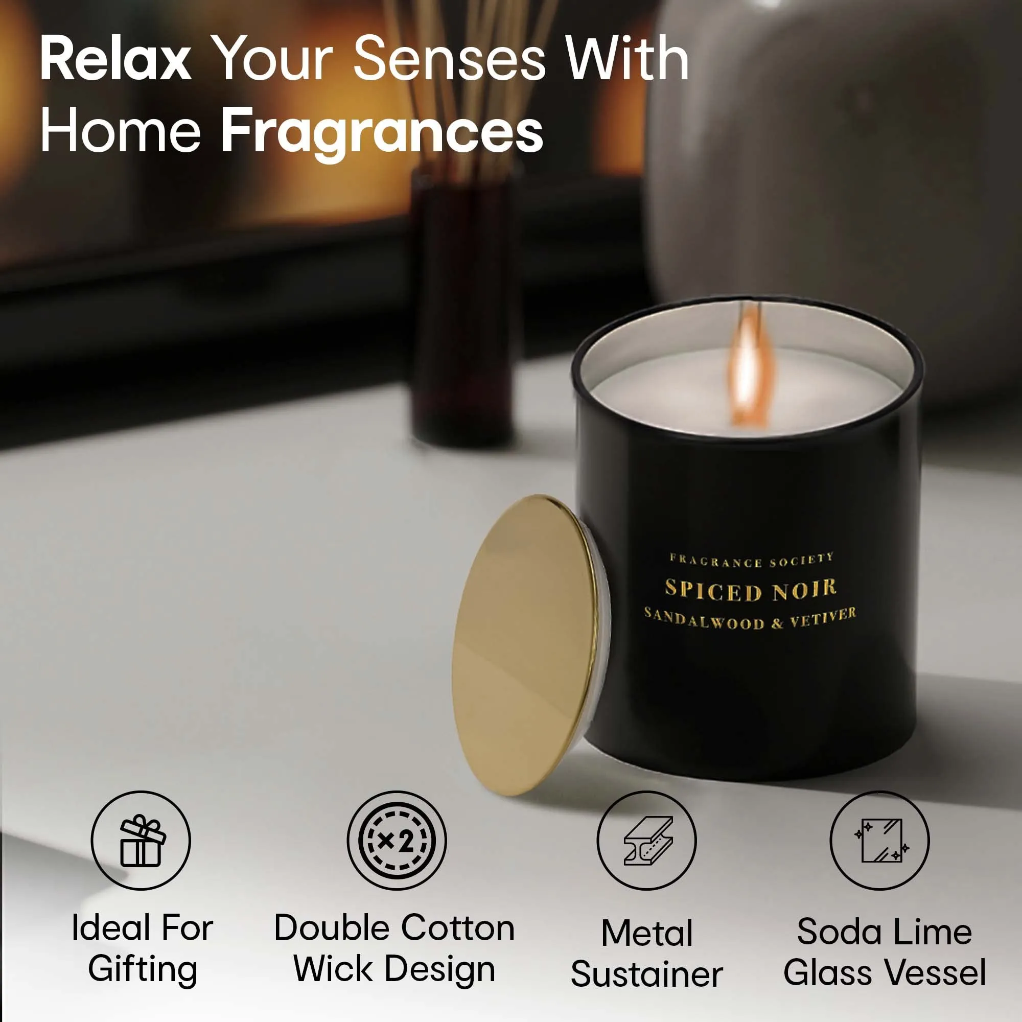 Anko Australia Extra Large Double Wick Candle, 900 gm | 110 Hrs Burn Time | Chandan & Cinnamon Fragrance | Scented Candles for Home Décor | Fragrance Candles for Home | Scented Candles Gift Set