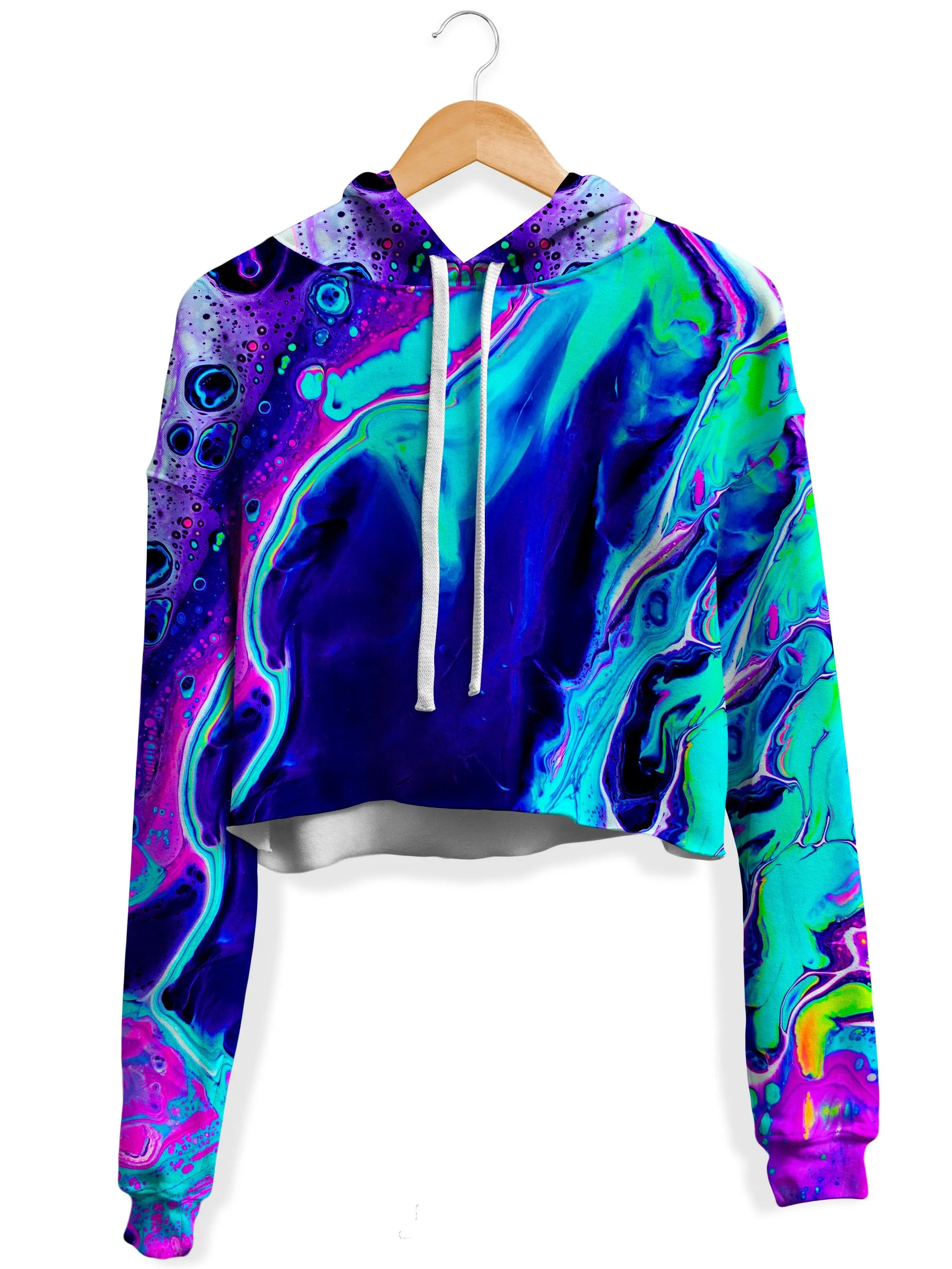 Aqua Daze Fleece Crop Hoodie