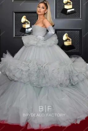 Ariana Grande Grey Celebrity Ball Gown Red Carpet Dress Grammys