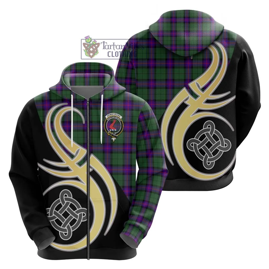 Armstrong Modern Tartan Hoodie with Family Crest and Celtic Symbol Style