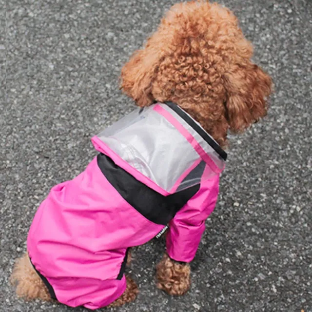 Ashore Shop Dog Pet Transparent Waterproof Hooded Reflective Jacket