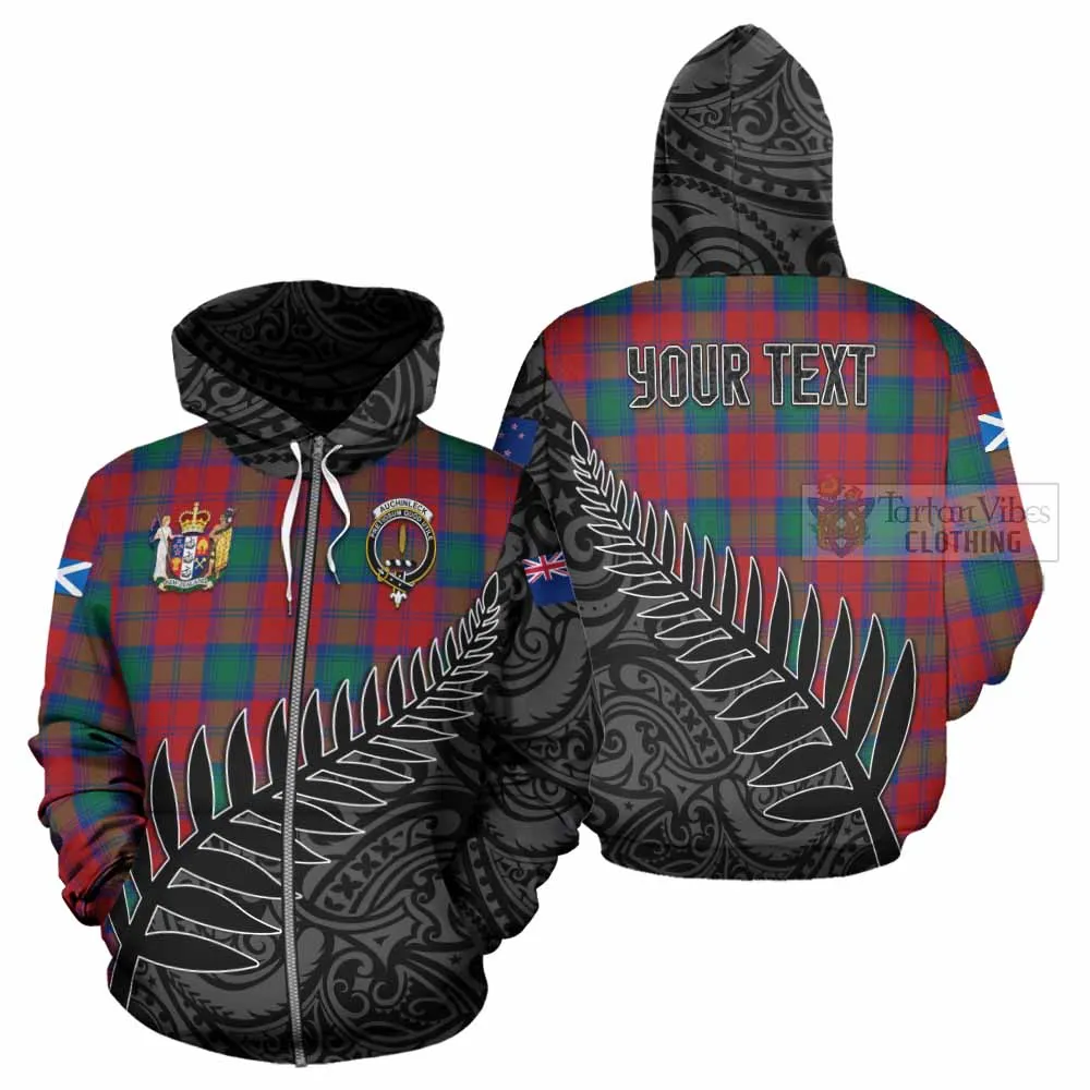 Auchinleck (Affleck) Crest Tartan Hoodie with New Zealand Silver Fern Half Style