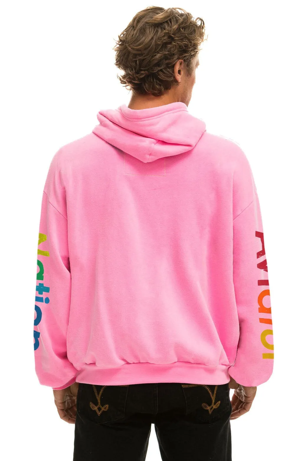 AVIATOR NATION ASPEN RELAXED PULLOVER HOODIE - NEON PINK