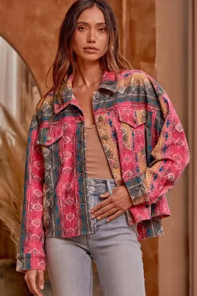 Aztec Multicolored Corduroy Print Jacket