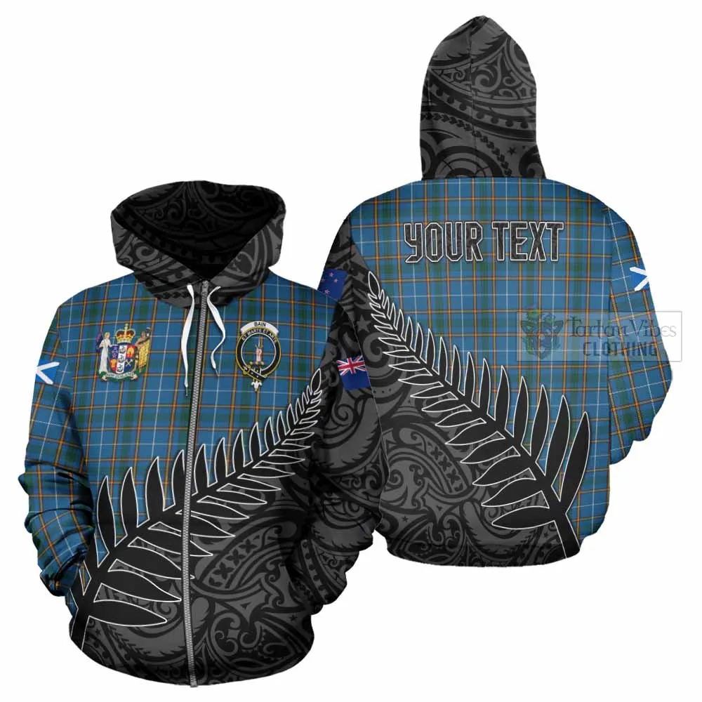 Bain Crest Tartan Hoodie with New Zealand Silver Fern Half Style