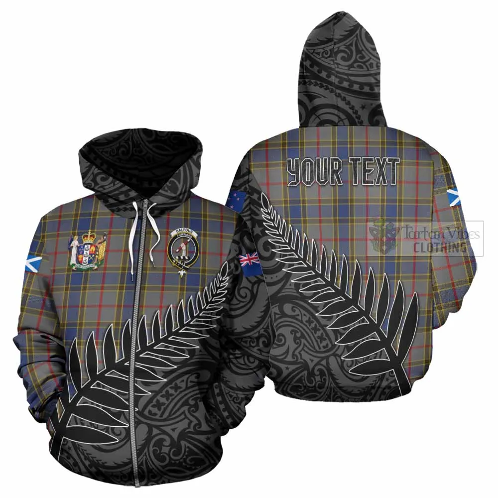 Balfour Crest Tartan Hoodie with New Zealand Silver Fern Half Style