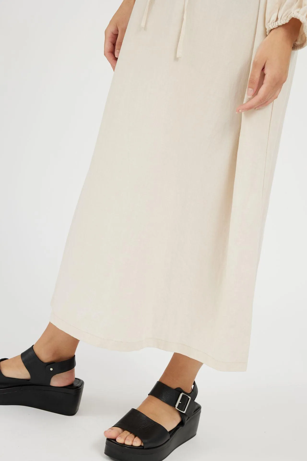 Bamboo Puff Sleeve Long Length Dress