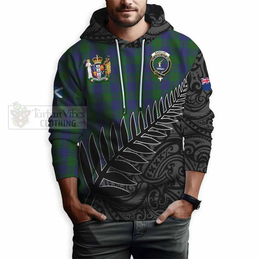 Barclay Crest Tartan Hoodie with New Zealand Silver Fern Half Style