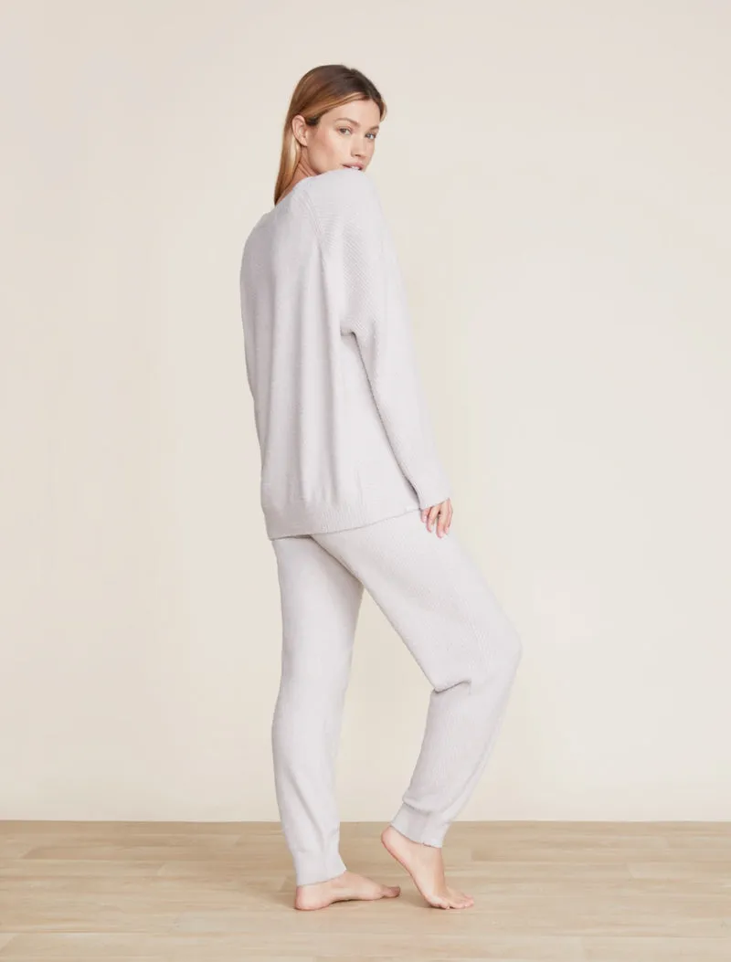 Barefoot Dreams CozyChic Lite Rib Blocked Pullover - Silver