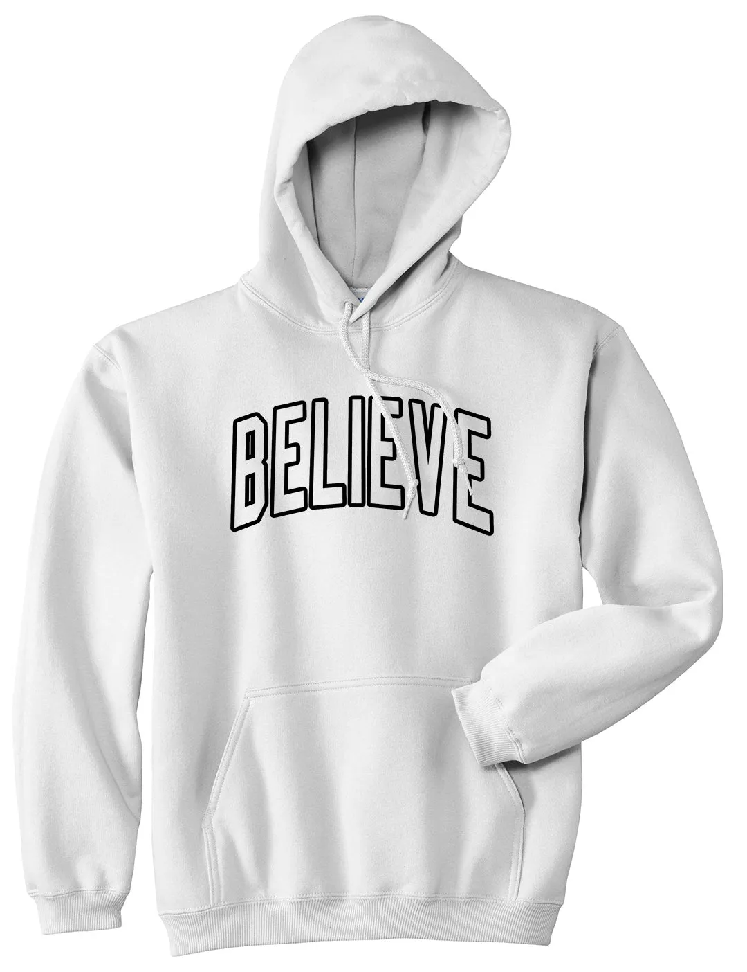 Believe Outline Mens Pullover Hoodie