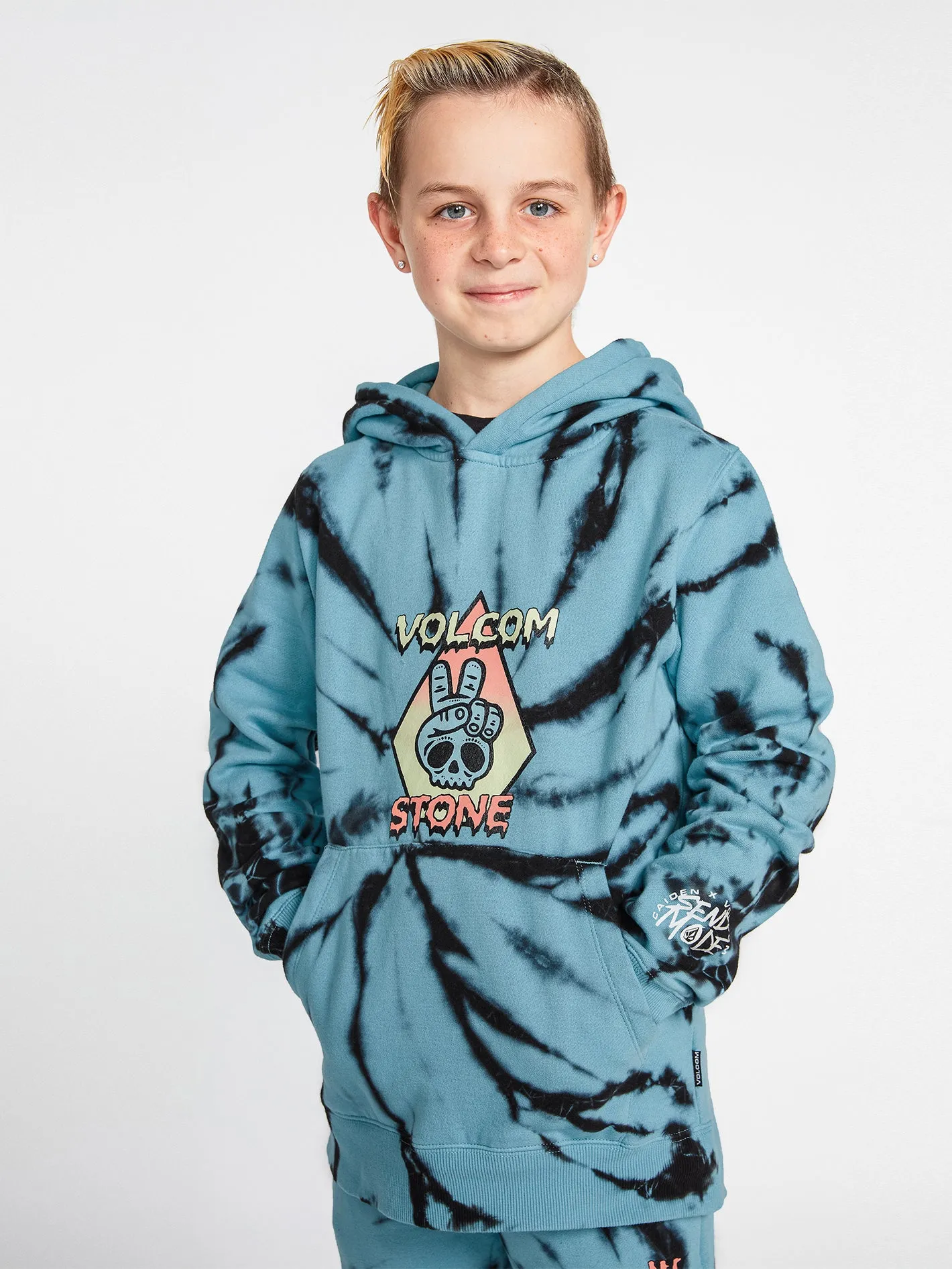 Big Boys Caiden Dye Pullover Hoodie - Pale Aqua