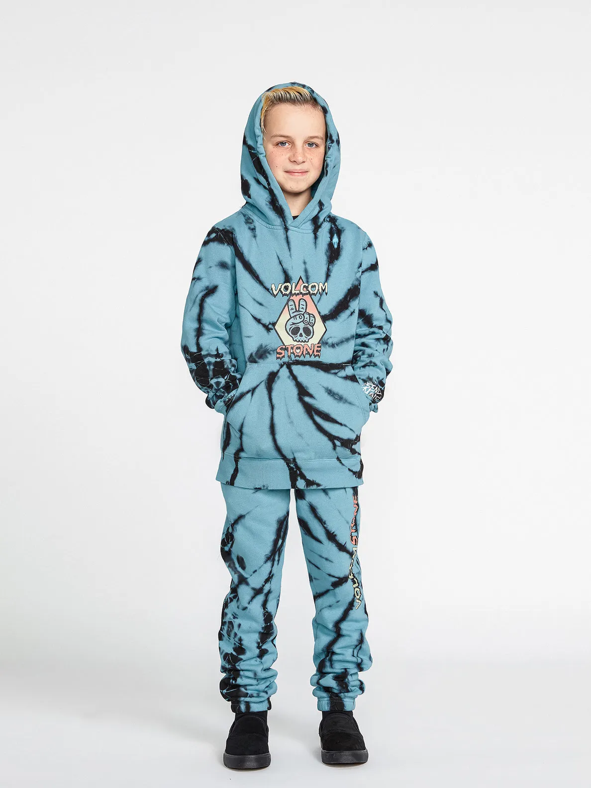 BIG BOYS CAIDEN DYE PULLOVER HOODIE - PALE AQUA