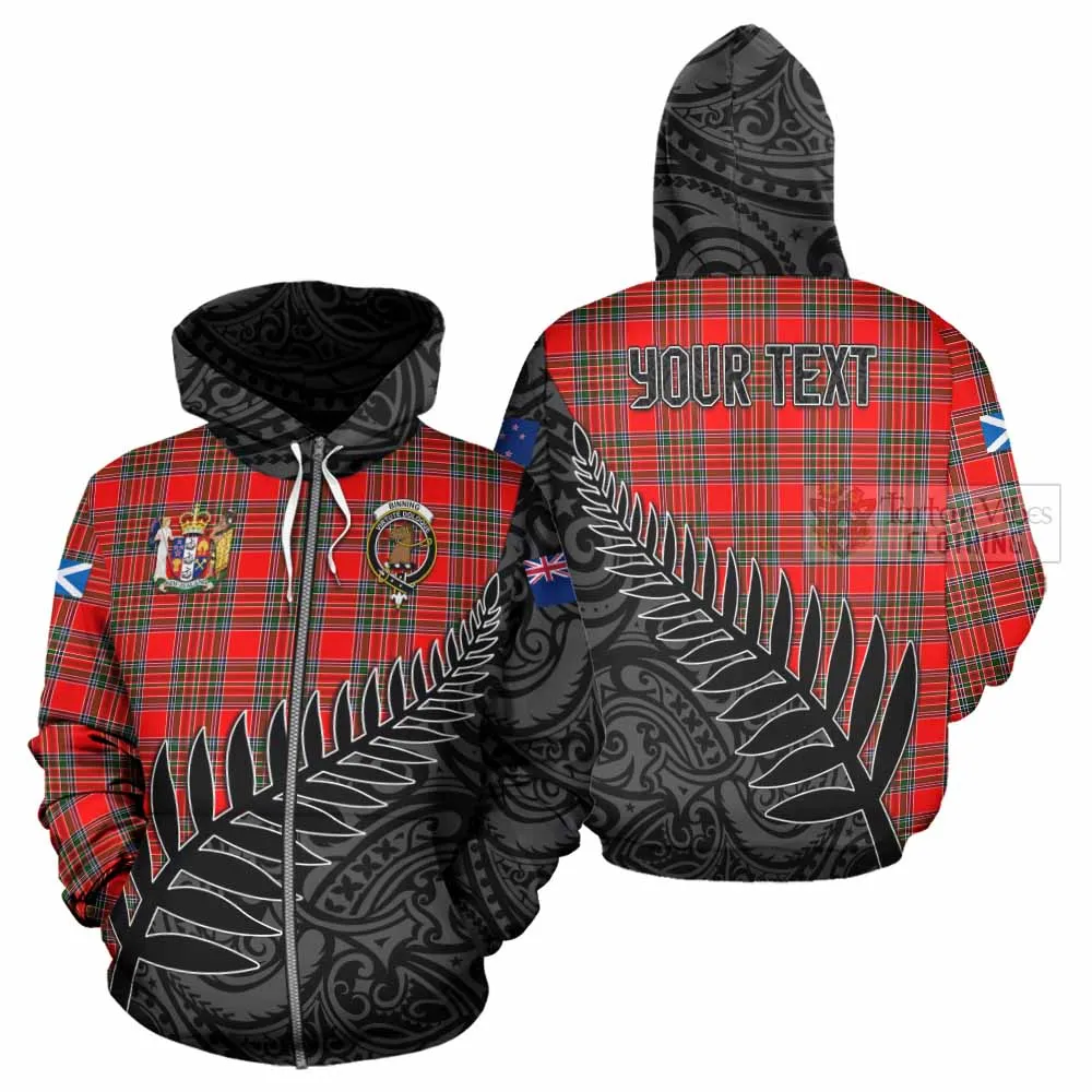 Binning Crest Tartan Hoodie with New Zealand Silver Fern Half Style