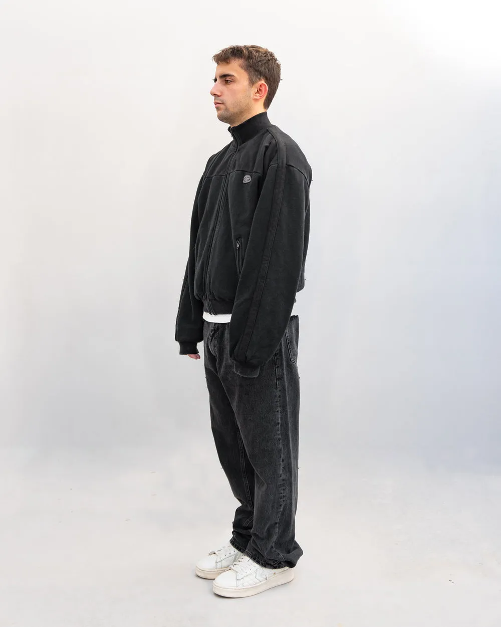 BLACK COTTON TRACK JACKET