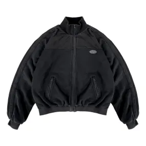 BLACK COTTON TRACK JACKET