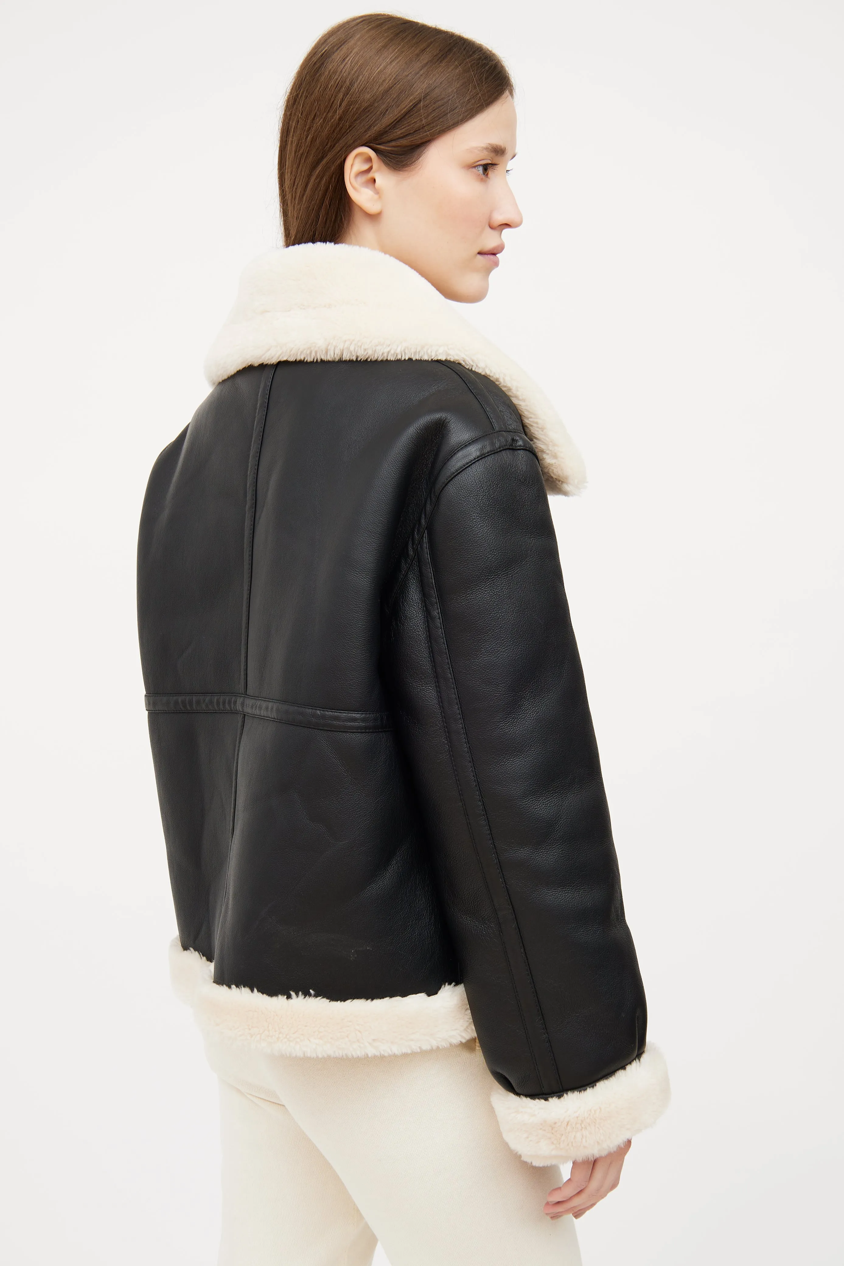 Black Faux Shearling Moto Jacket