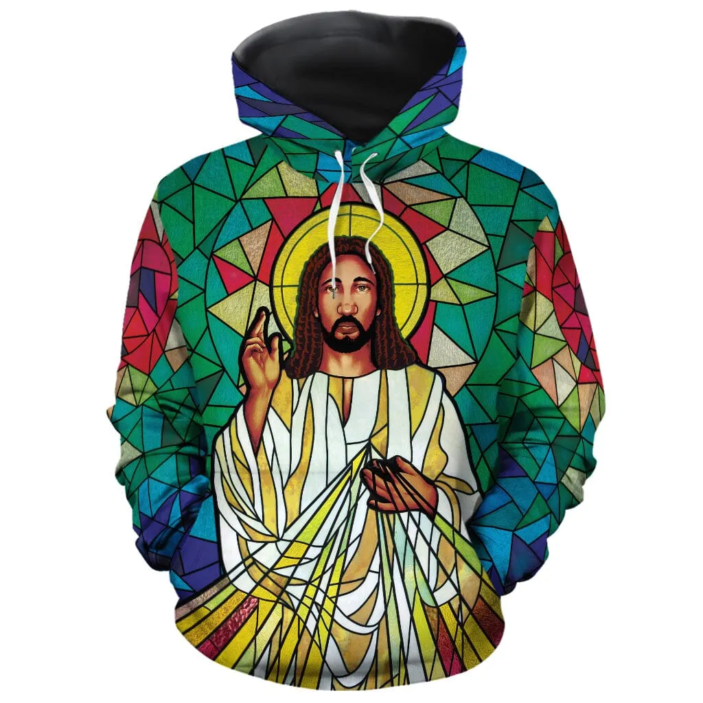 Black Jesus On The Stained Glass All-over Hoodie