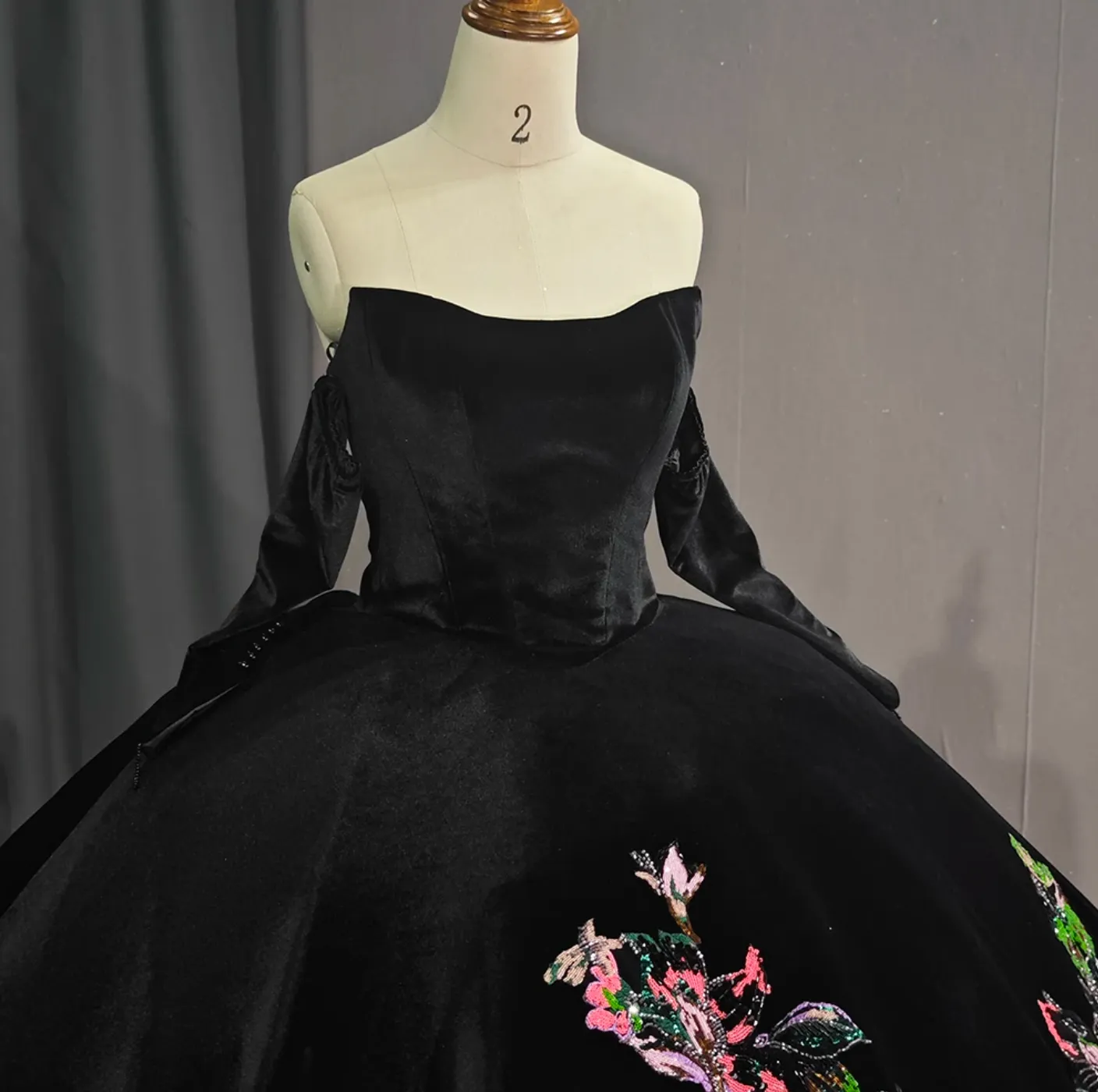 Black Off Shoulder Princess Quinceanera Dress