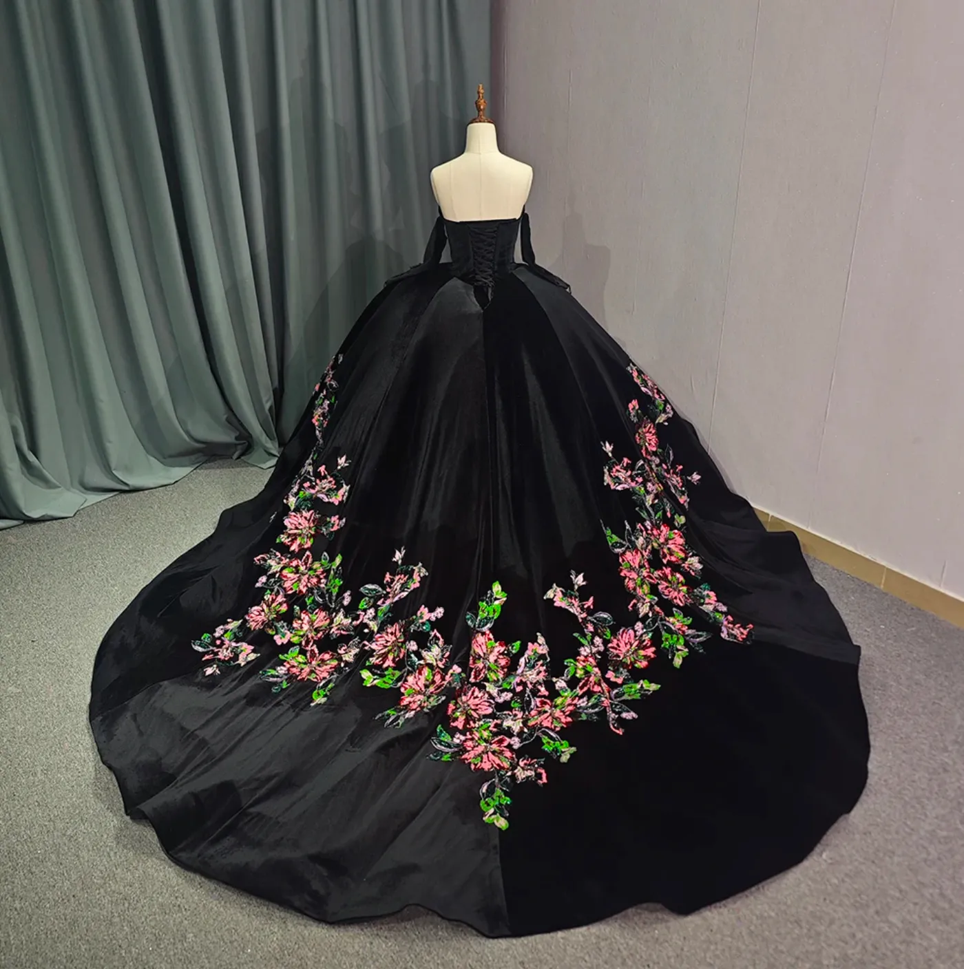 Black Off Shoulder Princess Quinceanera Dress