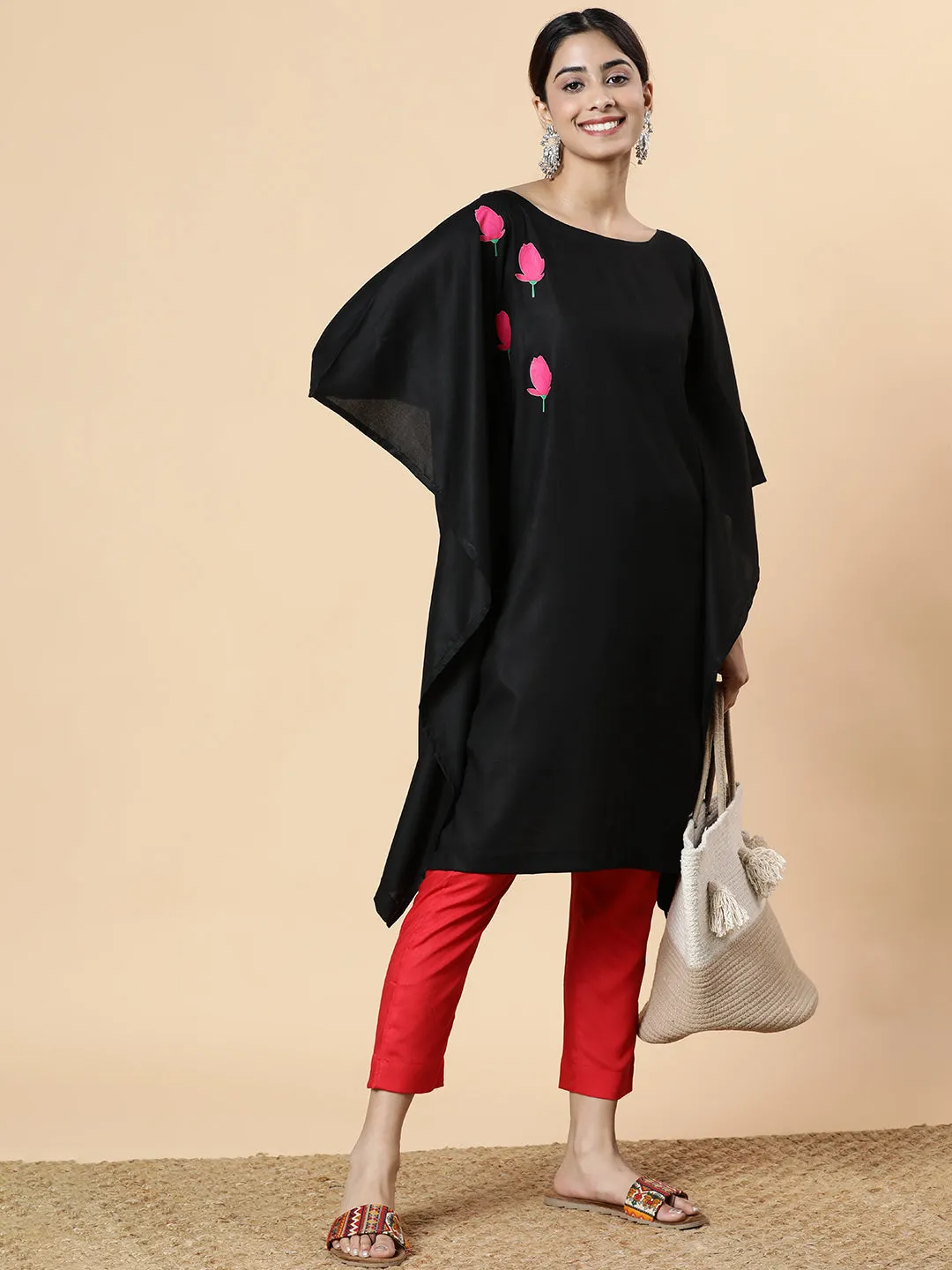 Black Rayon Long-Kaftan - Buds