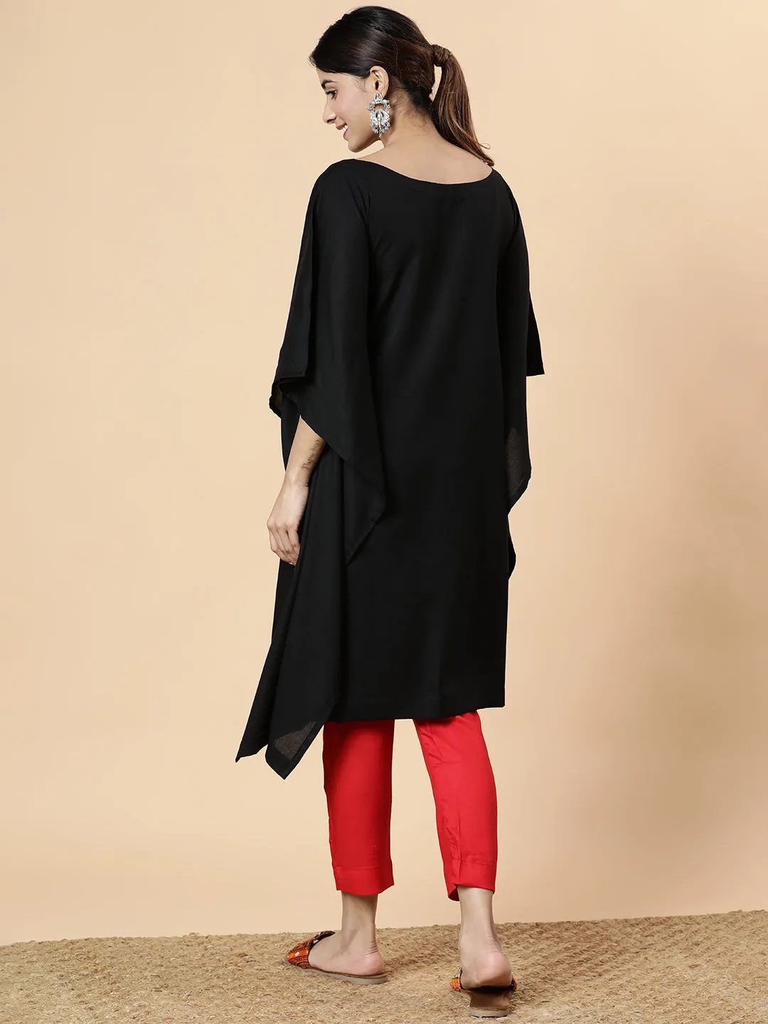 Black Rayon Long-Kaftan - Buds