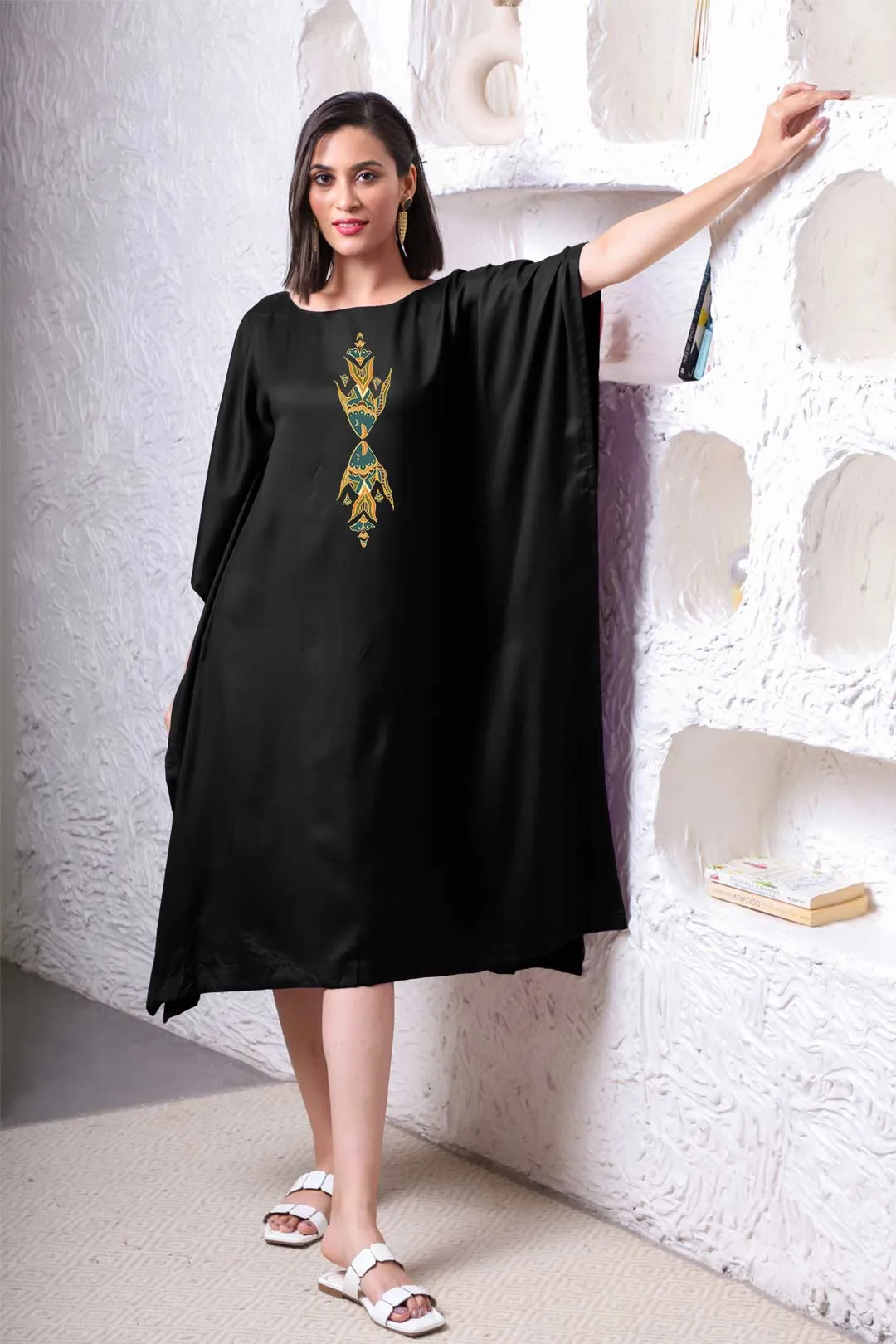 Black Rayon Long-Kaftan - Parody