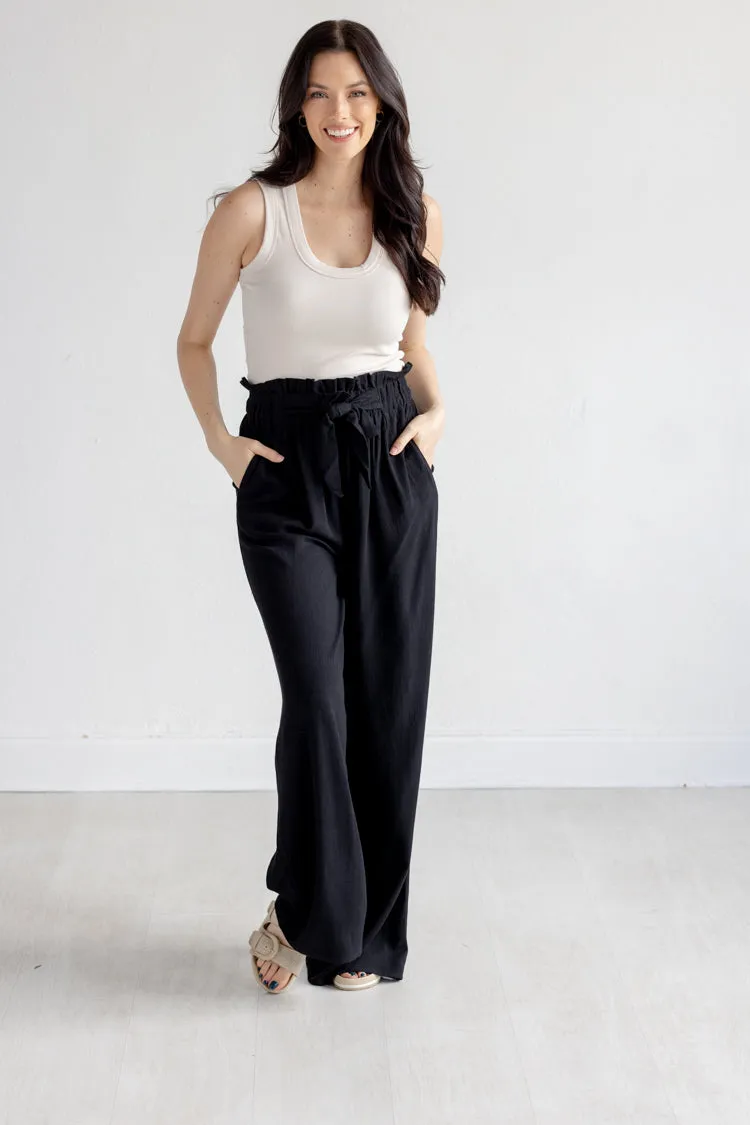 Black Tie Flowy Pants